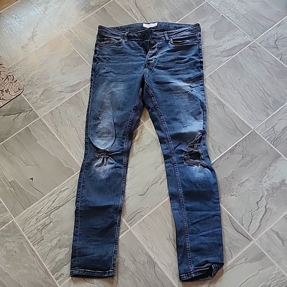 Men's Topman distressed stretch jeans 32/32 slim fit